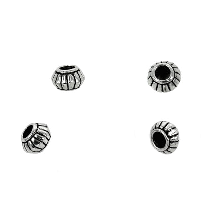 Corrugated Hogan Large Hole Bead in Sterling Silver 6x4mm