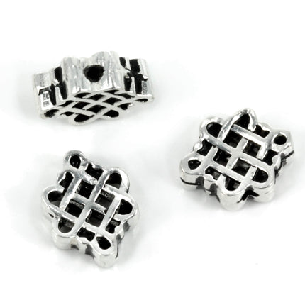 Chinese Knot Hollow Bead in Sterling Silver 10x8x4mm