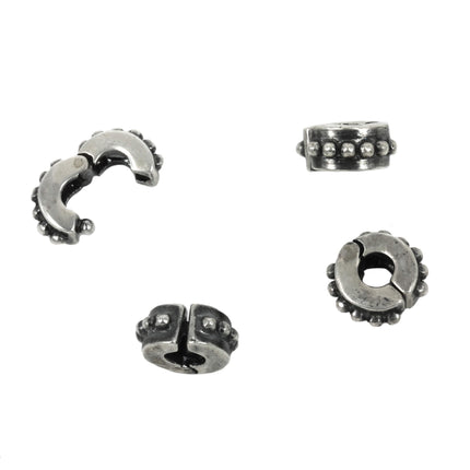 Dots Patterned Hinged Spacer Bead in Sterling Silver 9x4mm