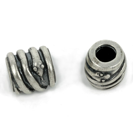 Snake Tube Bead in Sterling Silver 9x9mm