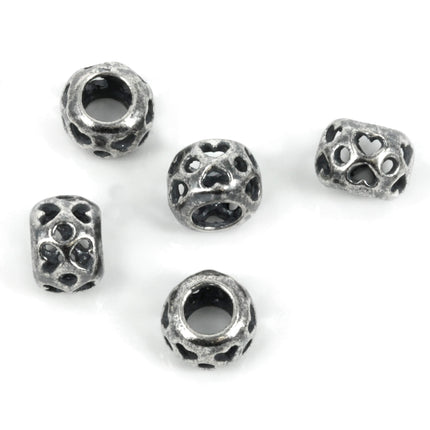 Rolo Spacer Bead with Pierced Hearts in Sterling Silver 6x8mm