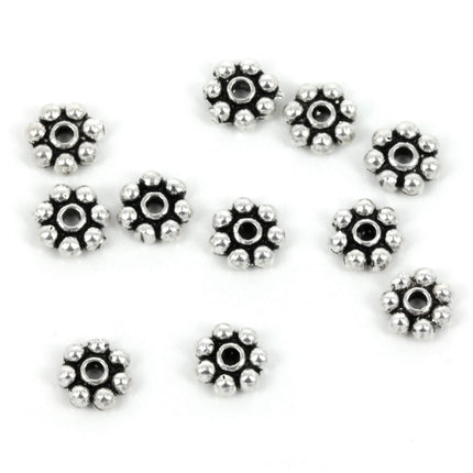 Bali-Style Daisy Spacer Bead in Sterling Silver 4.5x1.5mm