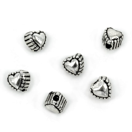 Heart Bead with Corrugated Sides in Sterling Silver 5x5mm