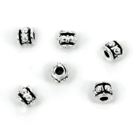 Bali-Style Short Tube Bead in Sterling Silver 5x4mm
