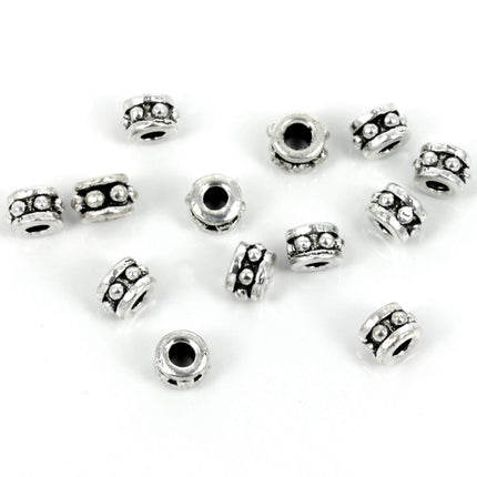 Bali-Style Short Tube Bead in Sterling Silver 4x3mm