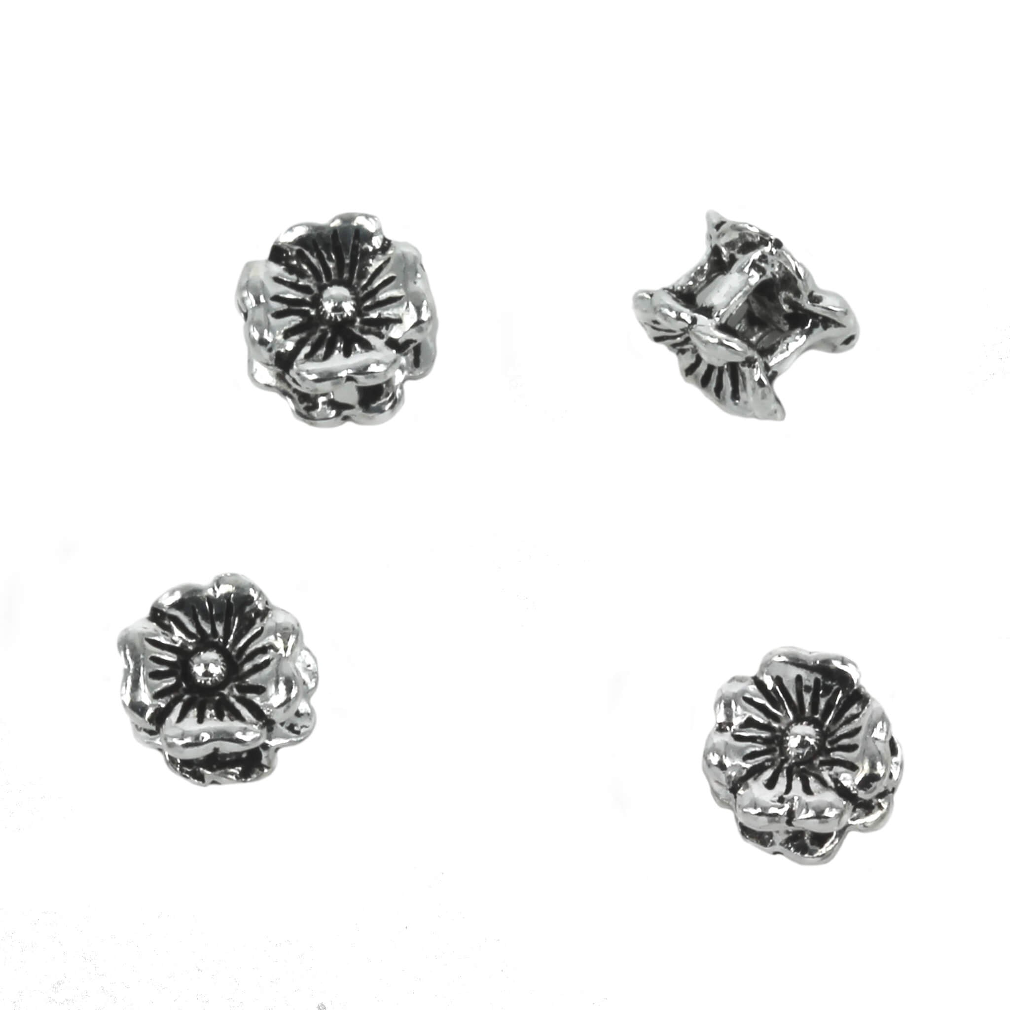 Flower Bead in Sterling Silver 6x6mm