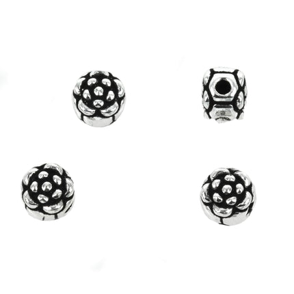 Bali-Style Side-drilled Floral Bead in Sterling Silver 6x5mm