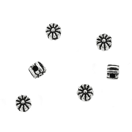 Daisy Disc Accent Beads in Sterling Silver 5x4mm