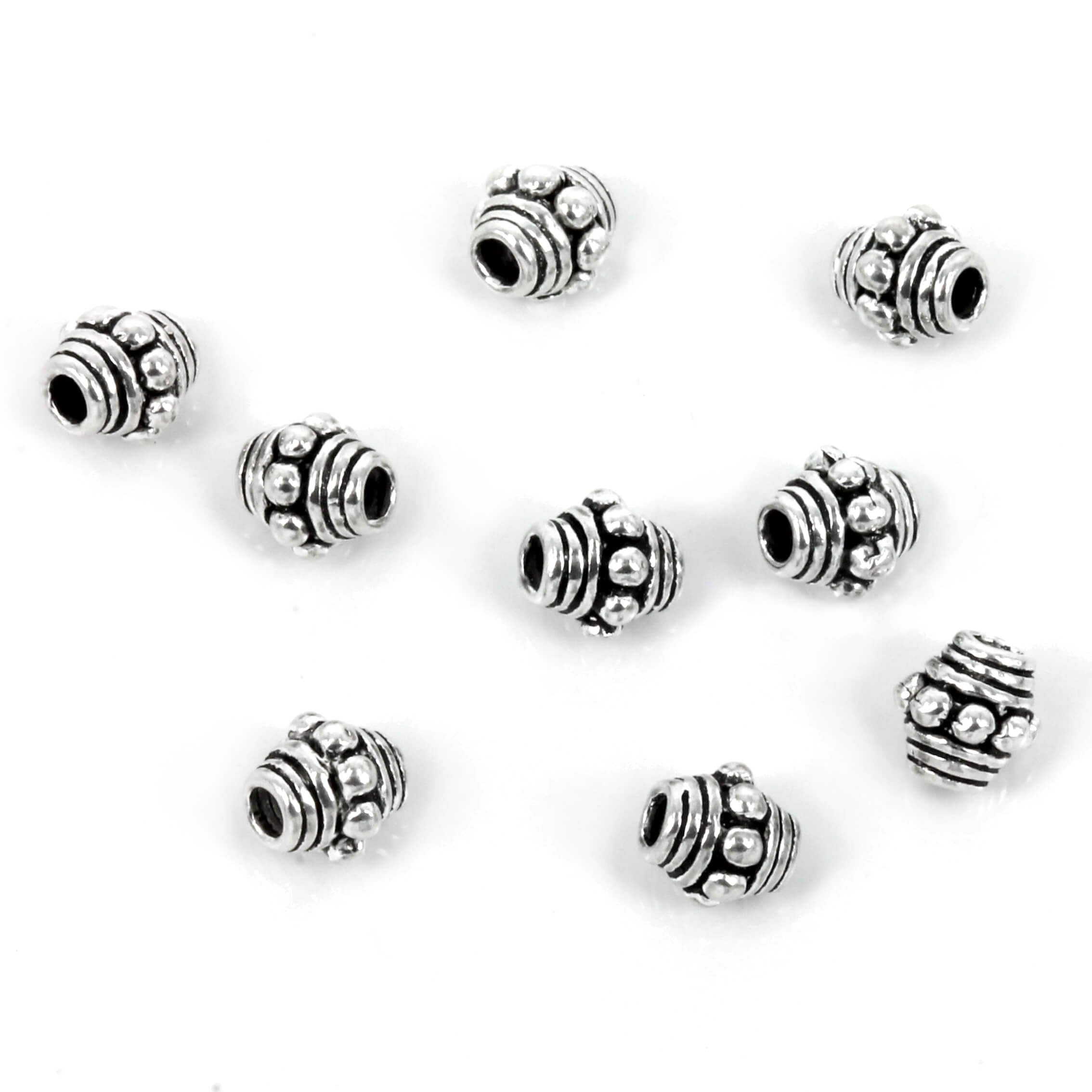 Bali-Style Bicone Bead in Sterling Silver 5x5mm