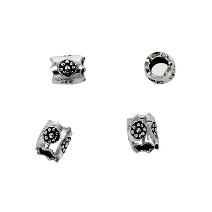 Dots Embellished Tube Bead in Sterling Silver 6x6mm