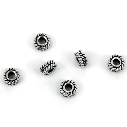 Stacked Twisty Rope Pattern Spacer Bead in Sterling Silver 5x2mm