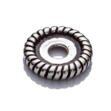 Corrugated Wheel with Flat Disk Interior in Sterling Silver 12x2mm