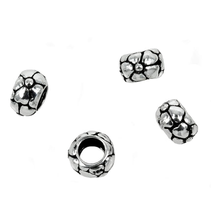 Floral Patterned Rondelle Bead in Sterling Silver 8x5mm