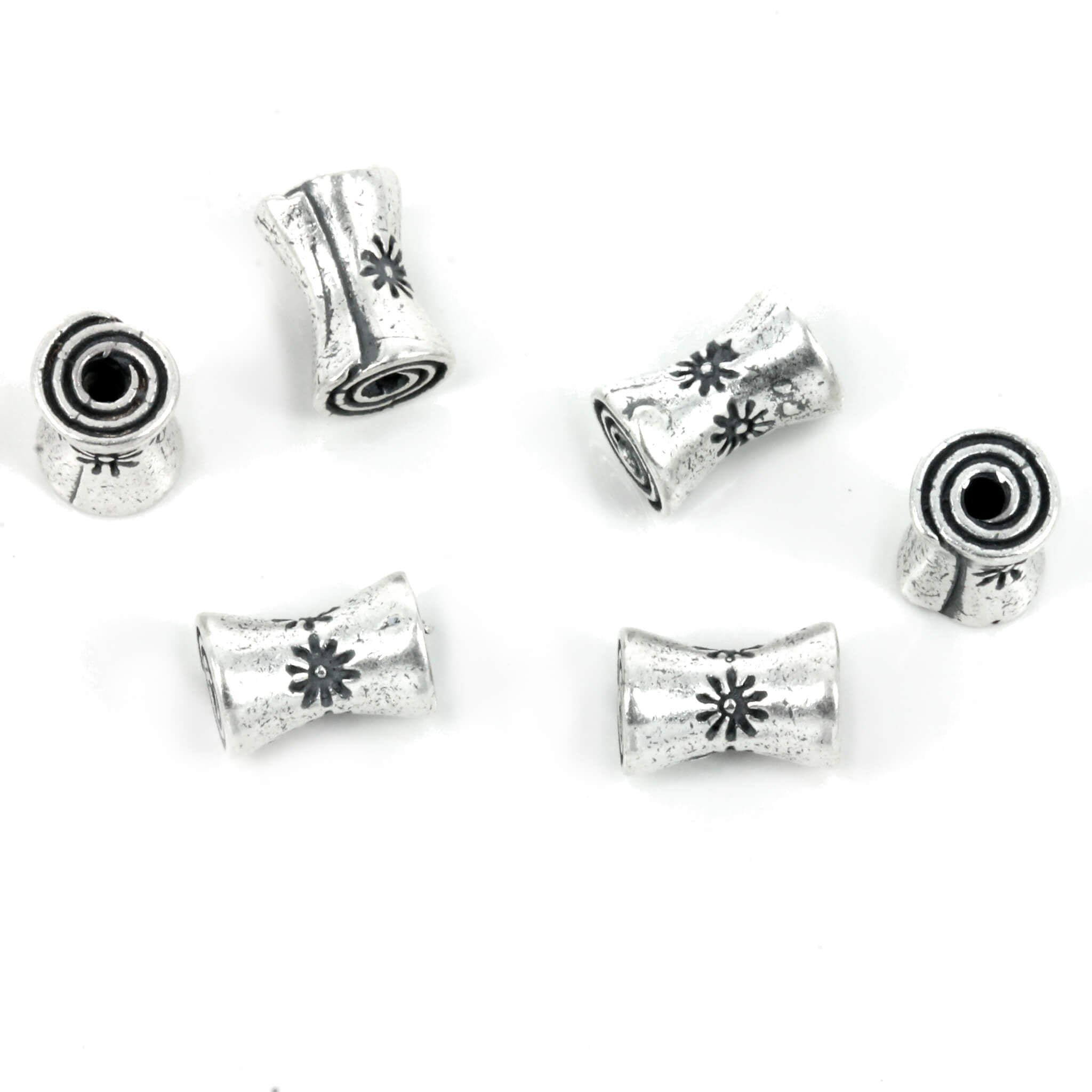 Roll-up Inverted Tube Bead in Matte Sterling Silver 6x9mm – SilviaFindings