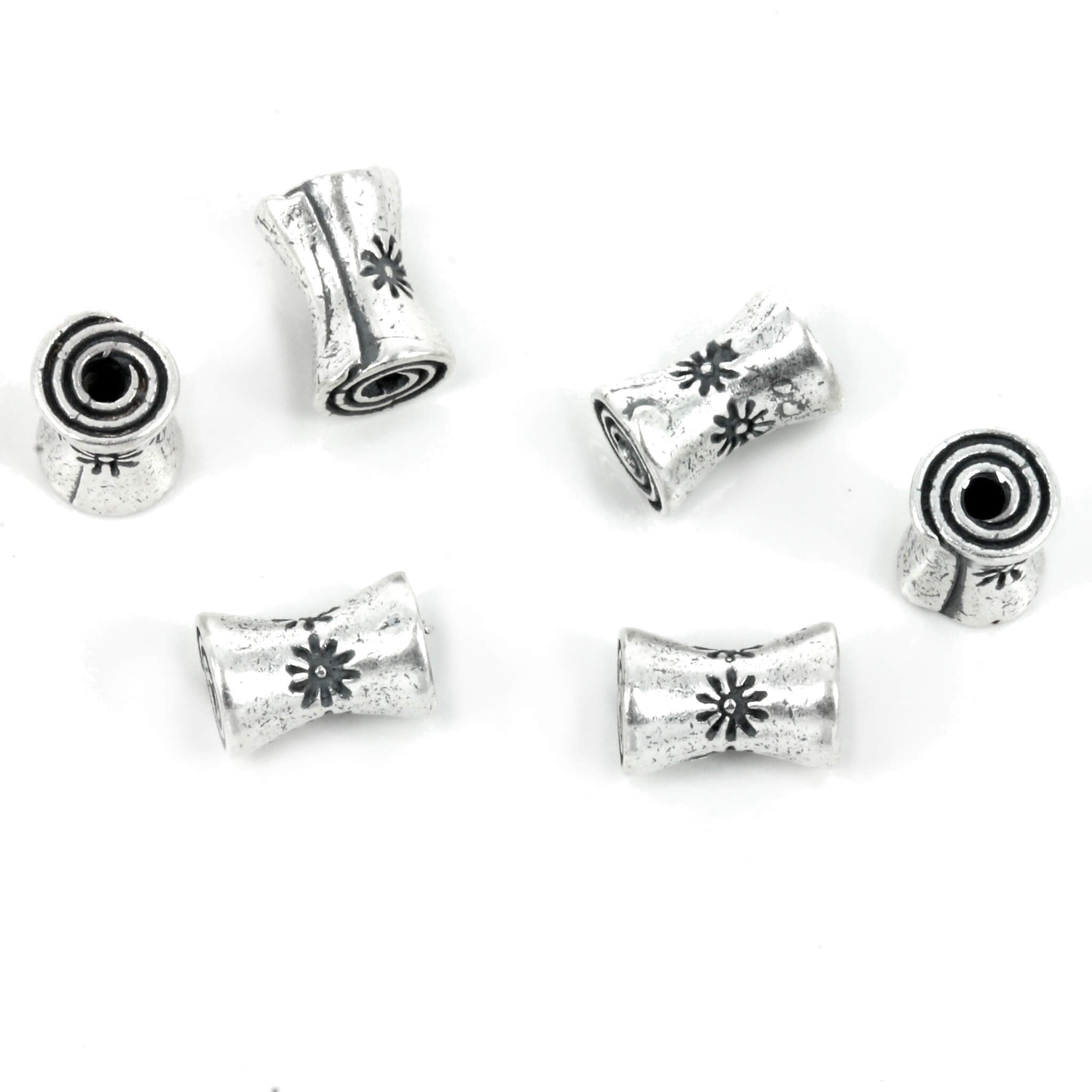 Roll-up Inverted Tube Bead in Matte Sterling Silver 6x9mm