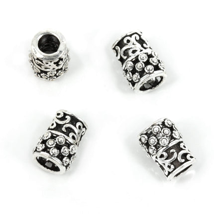 Open Patterned Tube Bead in Sterling Silver 6x8mm