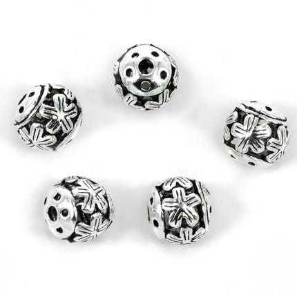 Round Open Floral Bead in Sterling Silver 8x8mm