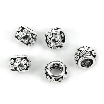 Open Floral Rolo Bead in Sterling Silver 6x8mm