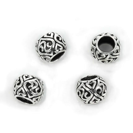 Patterned Drum Bead in Sterling Silver 6x8mm