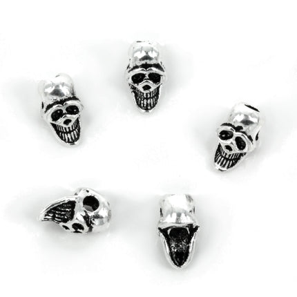 Smiling Skull Bead in Sterling Silver 8x4x5mm