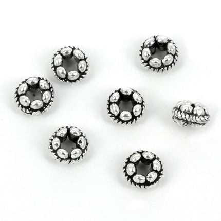 Twist Pattern Bali-Style Rondelle Bead in Sterling Silver 6x4mm