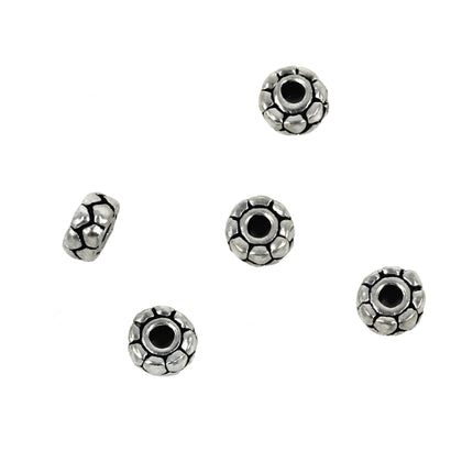 Patterned Disk Bead in Sterling Silver 6x3mm