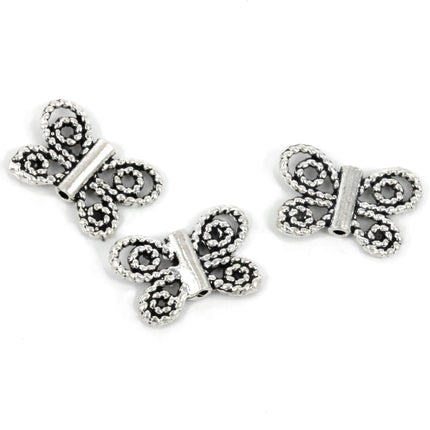 Filigree Butterfly Tube Bead in Sterling Silver 13x9mm