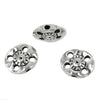 Pierced Disk Bead with Flower Pattern in Sterling Silver 14x17x5mm