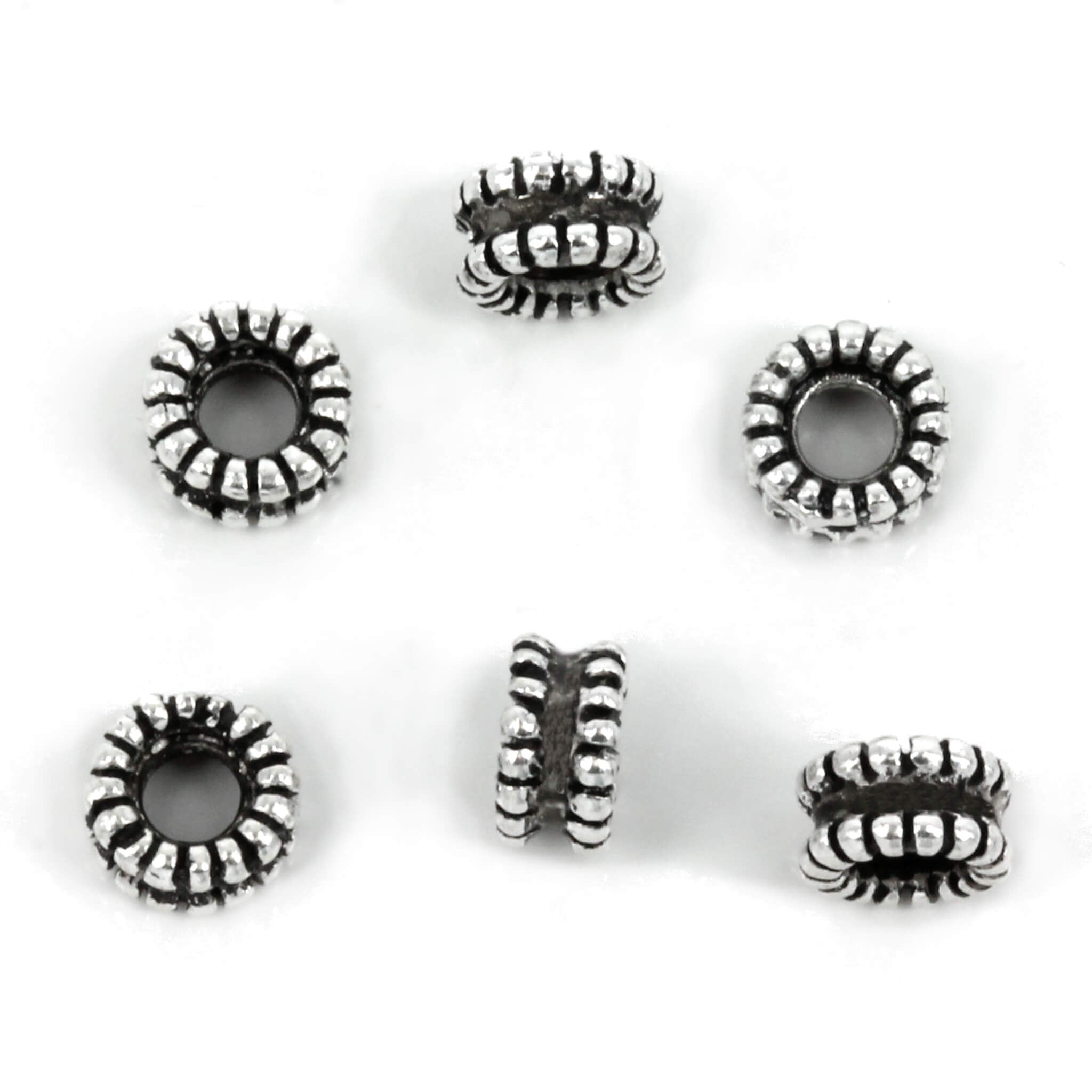 Stacked Corrugated Pattern Spacer Bead in Sterling Silver 5x3mm