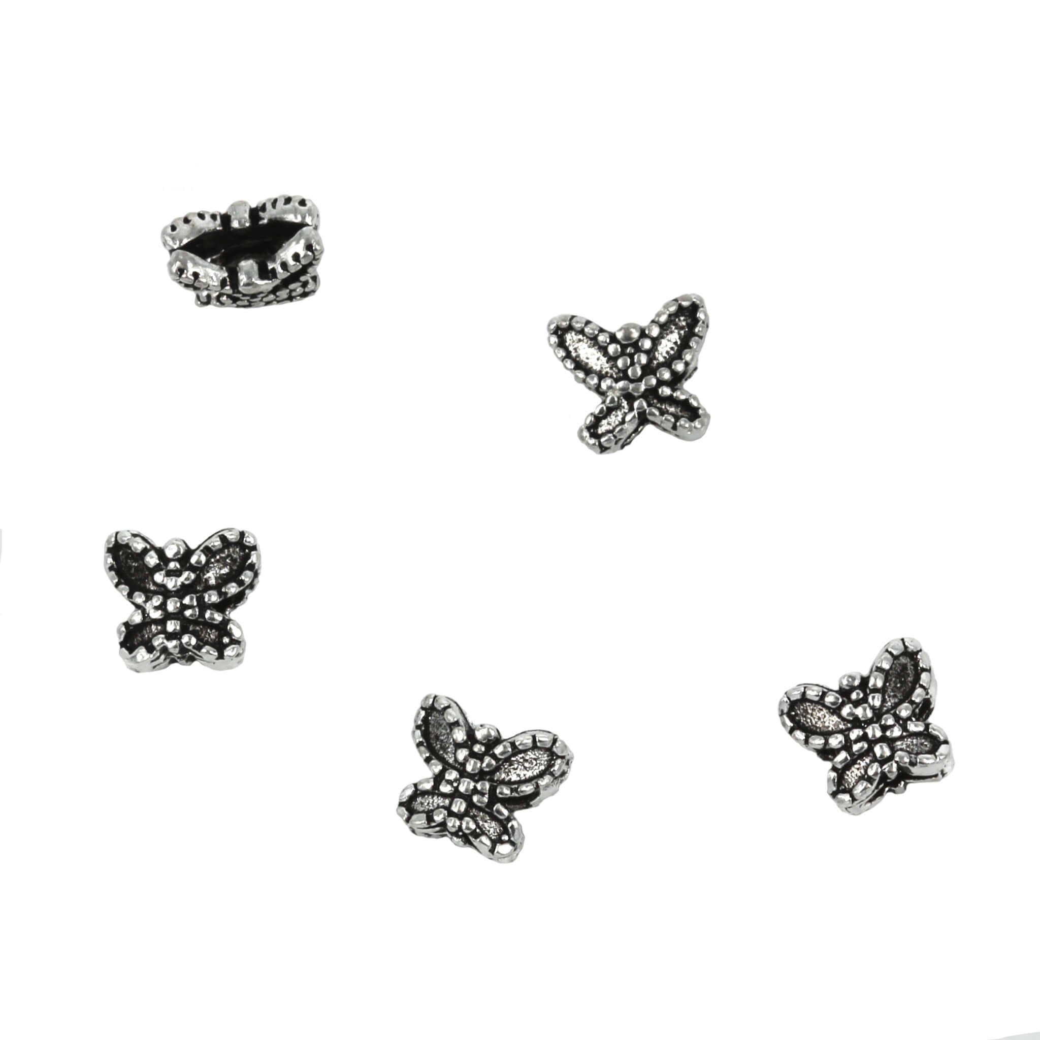 Two-Sided Butterfly Bead in Sterling Silver 6x4mm