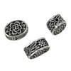 Flat Oval Bead with Pierced Floral Pattern in Sterling Silver 15x11x7mm