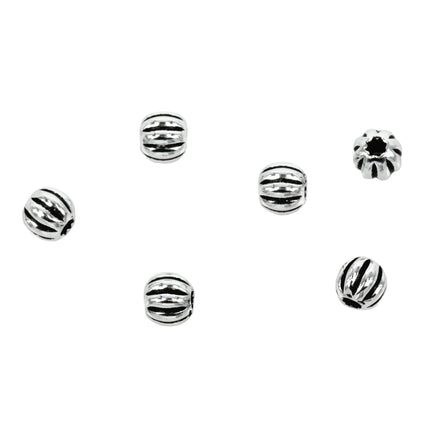 Corrugated Round Bead in Sterling Silver 5x5mm