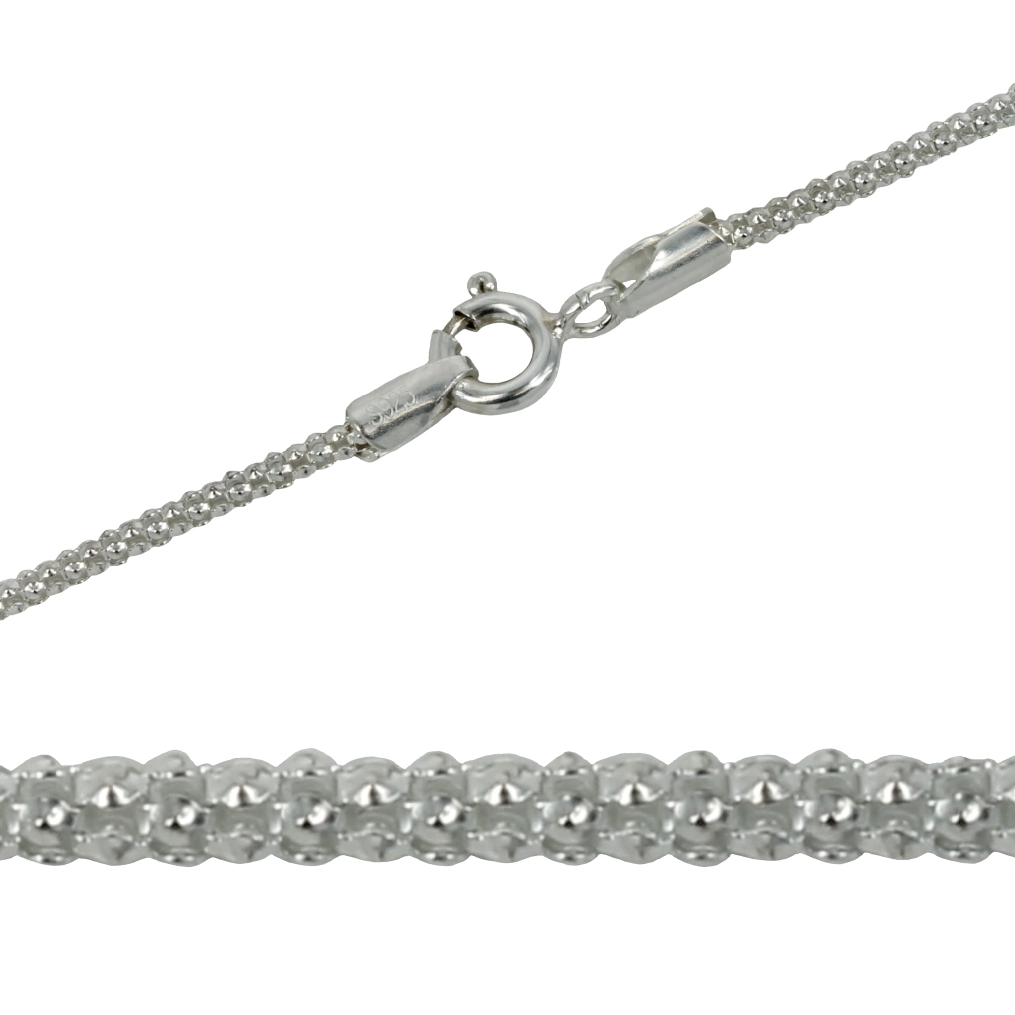 Sterling Silver Popcorn Chain Necklace 1.75mm 18