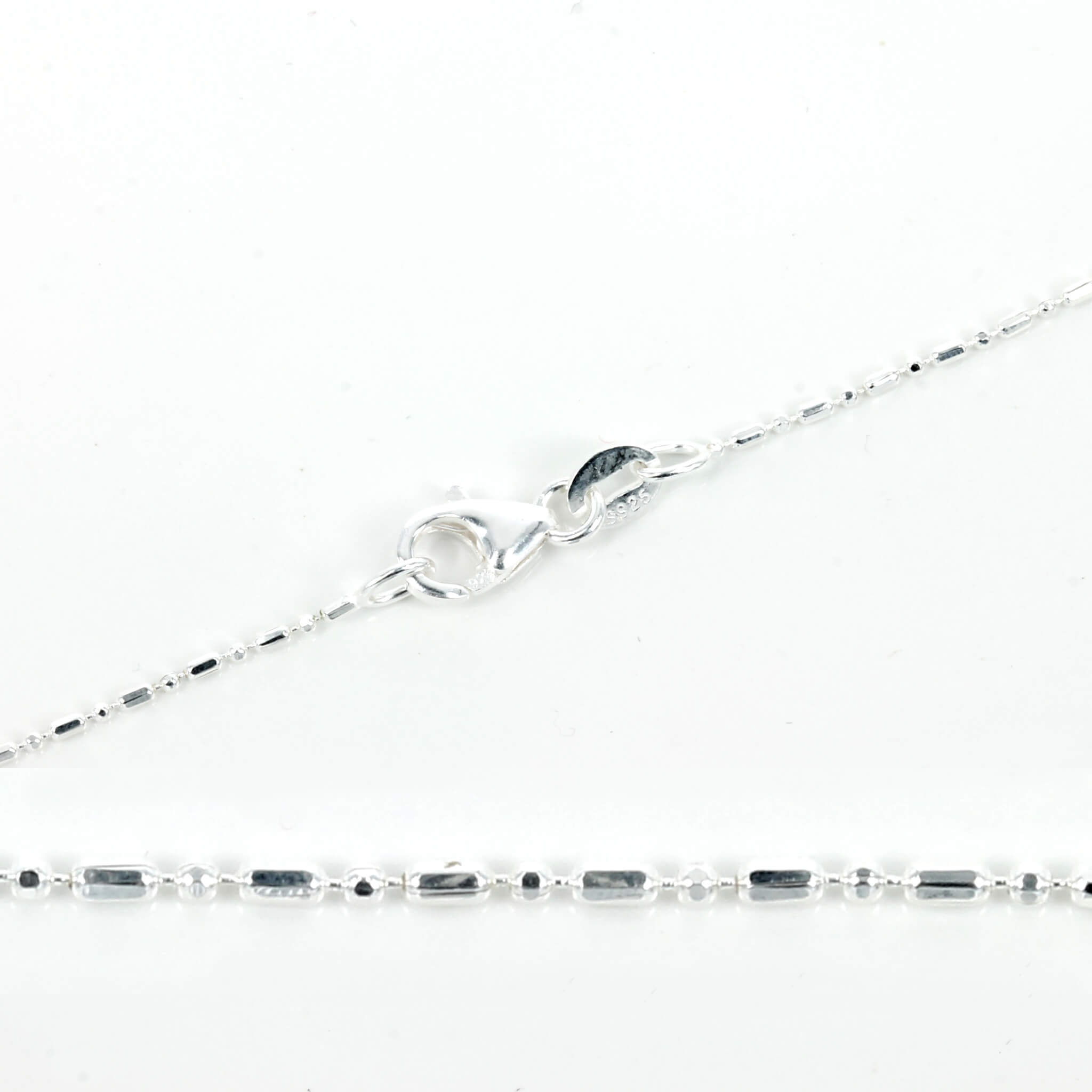 Sterling Silver Faceted Ball/Bead Chain Necklace 1.0mm 16