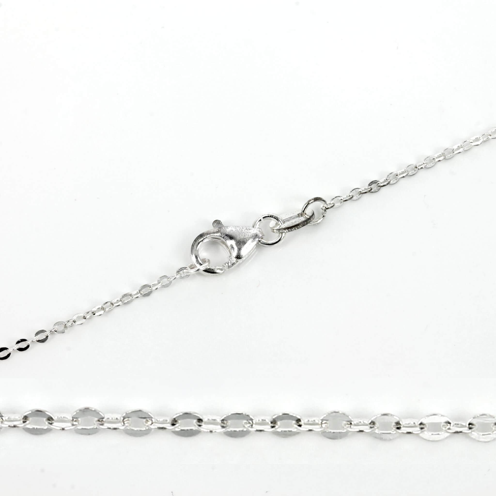 Sterling Flat Cable Chain Necklace 1.4mm 16″ (41cm) 18
