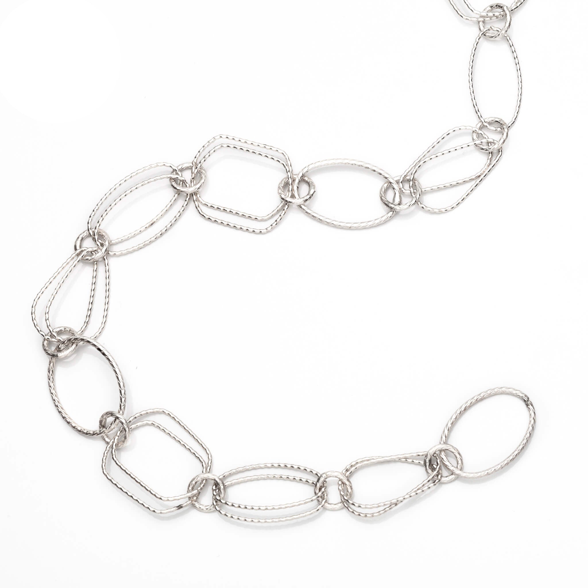 Mixed Double Square, Oval, and Triangle Cable Chain in Sterling Silver