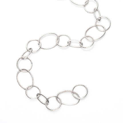 Mixed Oval and Round Cable Chain in Sterling Silver
