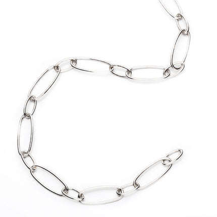 Mixed Thin Ovals Cable Chain in Sterling Silver