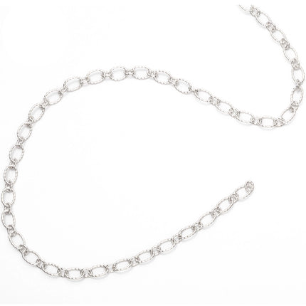 Mixed Ovals Textured Cable Chain in Sterling Silver