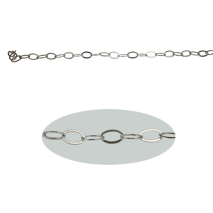 Fine Oval Flat Cable Chain in Sterling Silver
