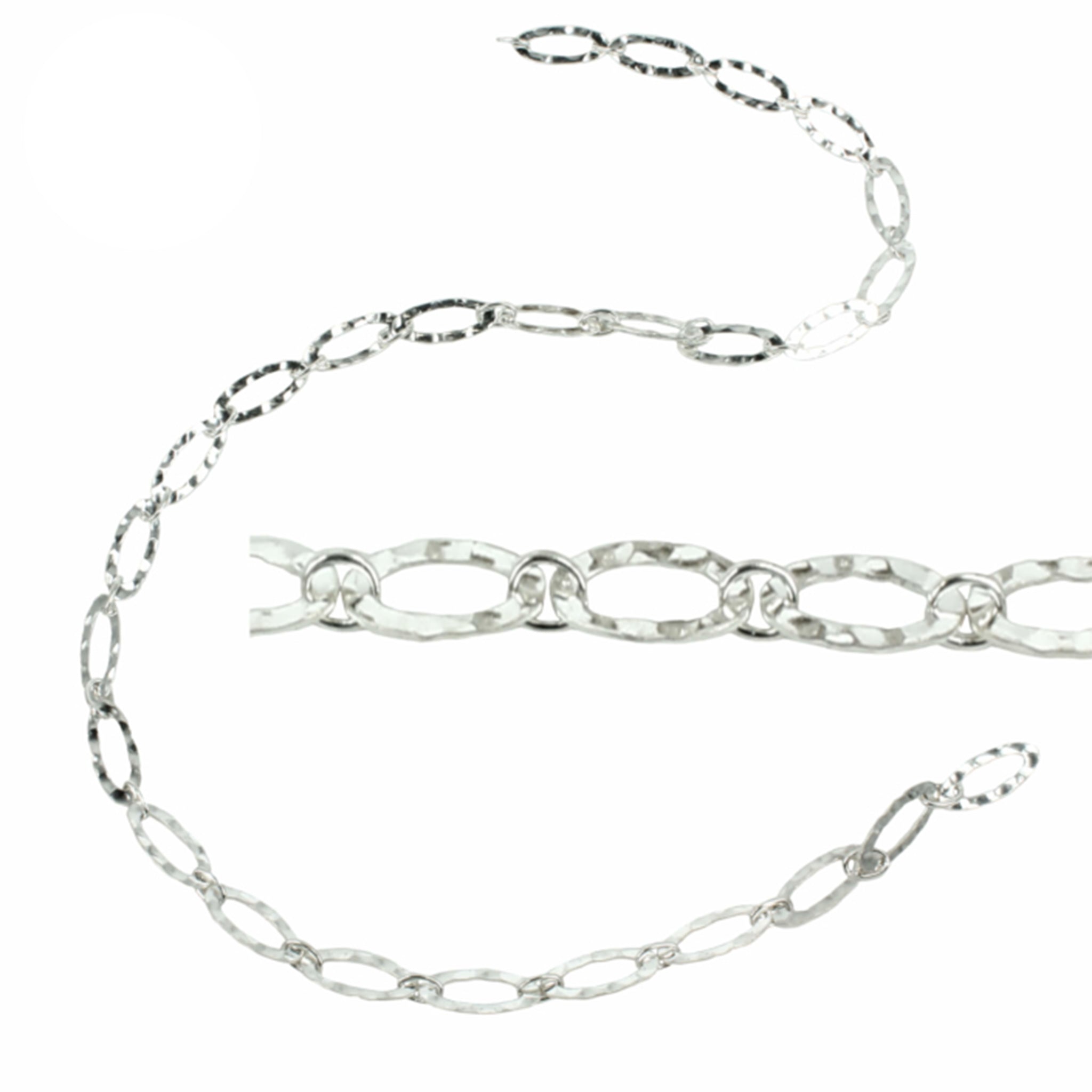 Dimpled Figaro Chain in Sterling Silver