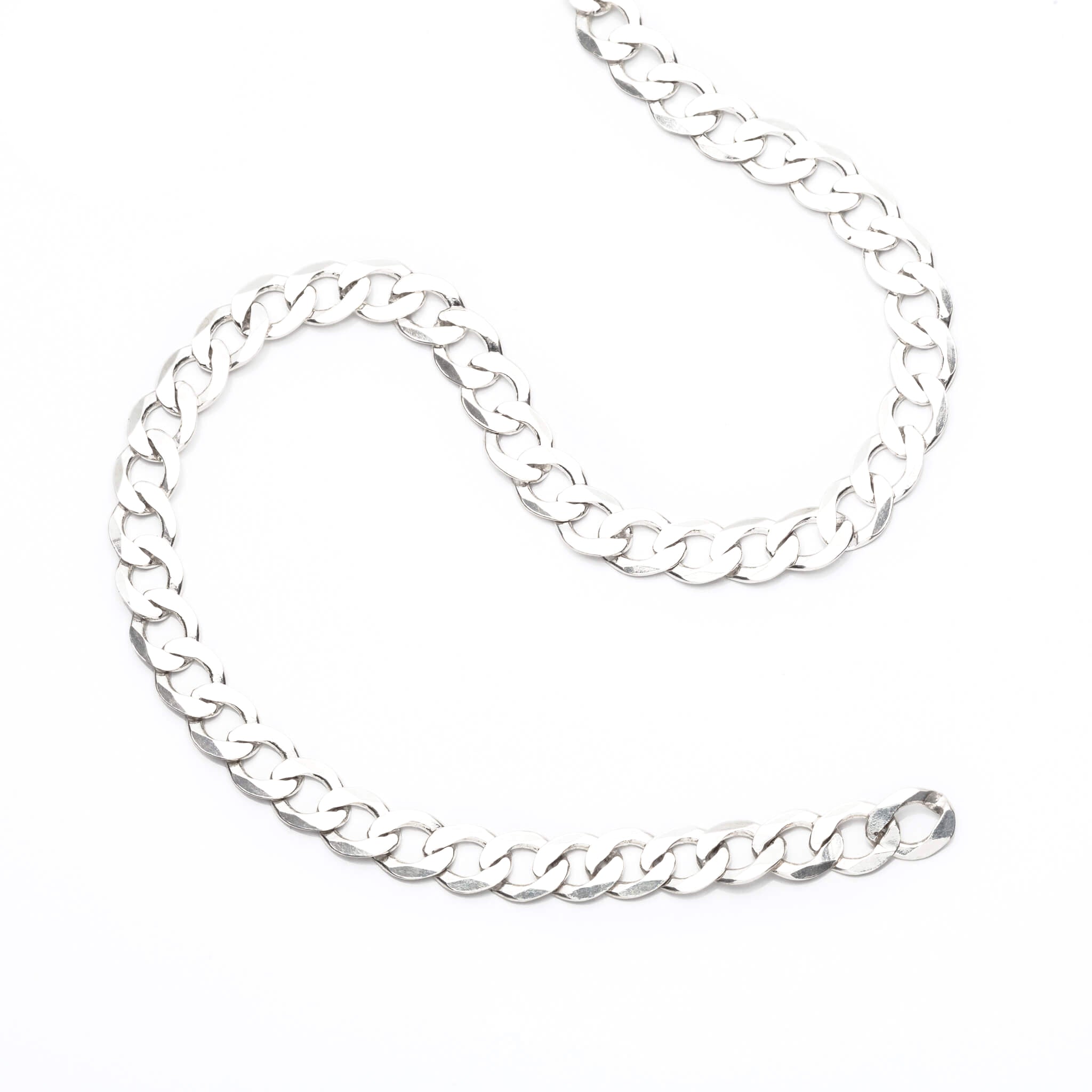 Flat Oval Curb Chain in Sterling Silver