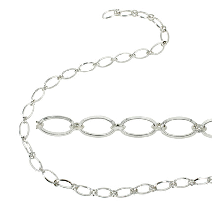 Beveled Link Figaro Chain is Sterling Silver