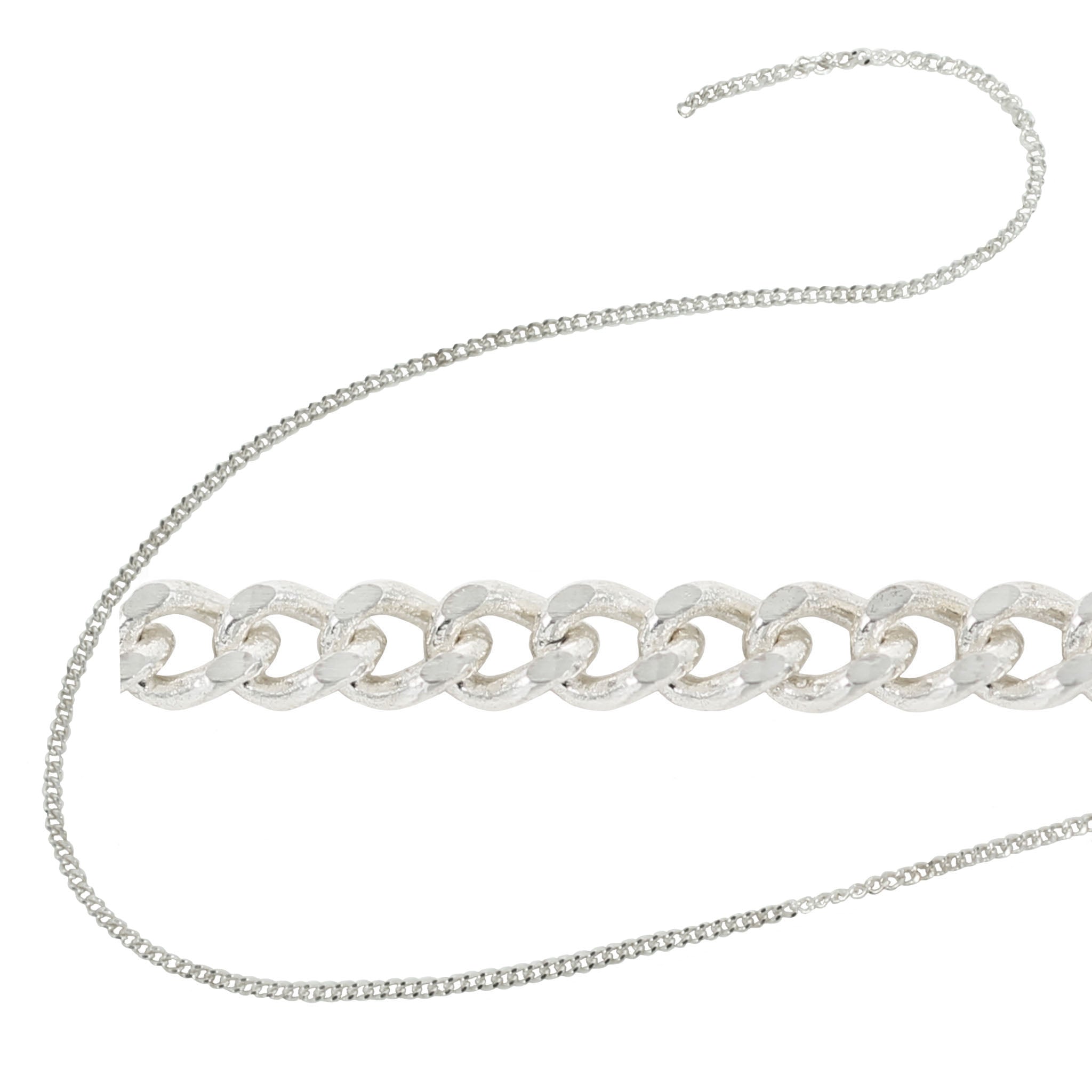 Flat Curb Chain in Sterling Silver 1.3mm wide