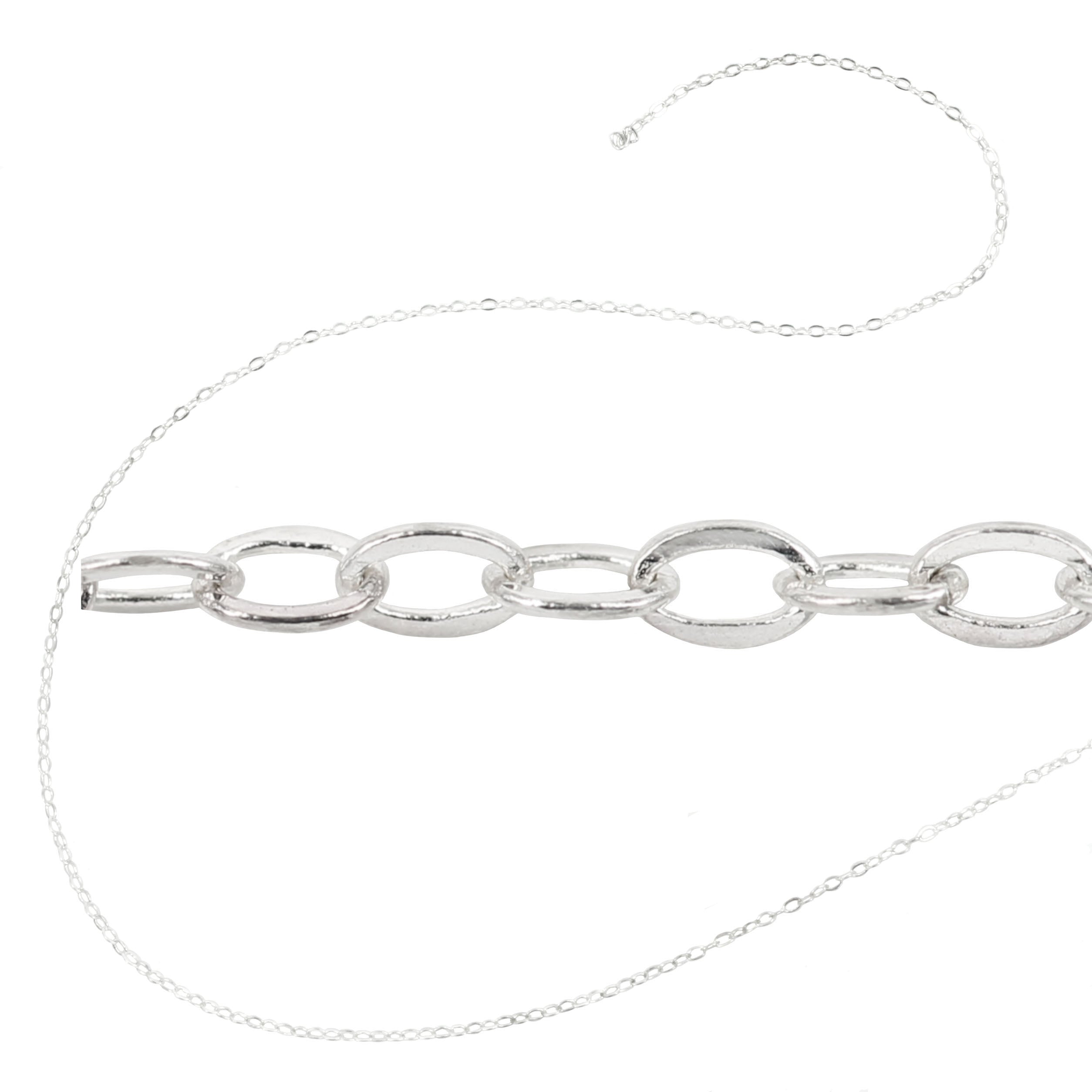 Flat Cable Chain in Sterling Silver 1.3mm x 2.0mm links