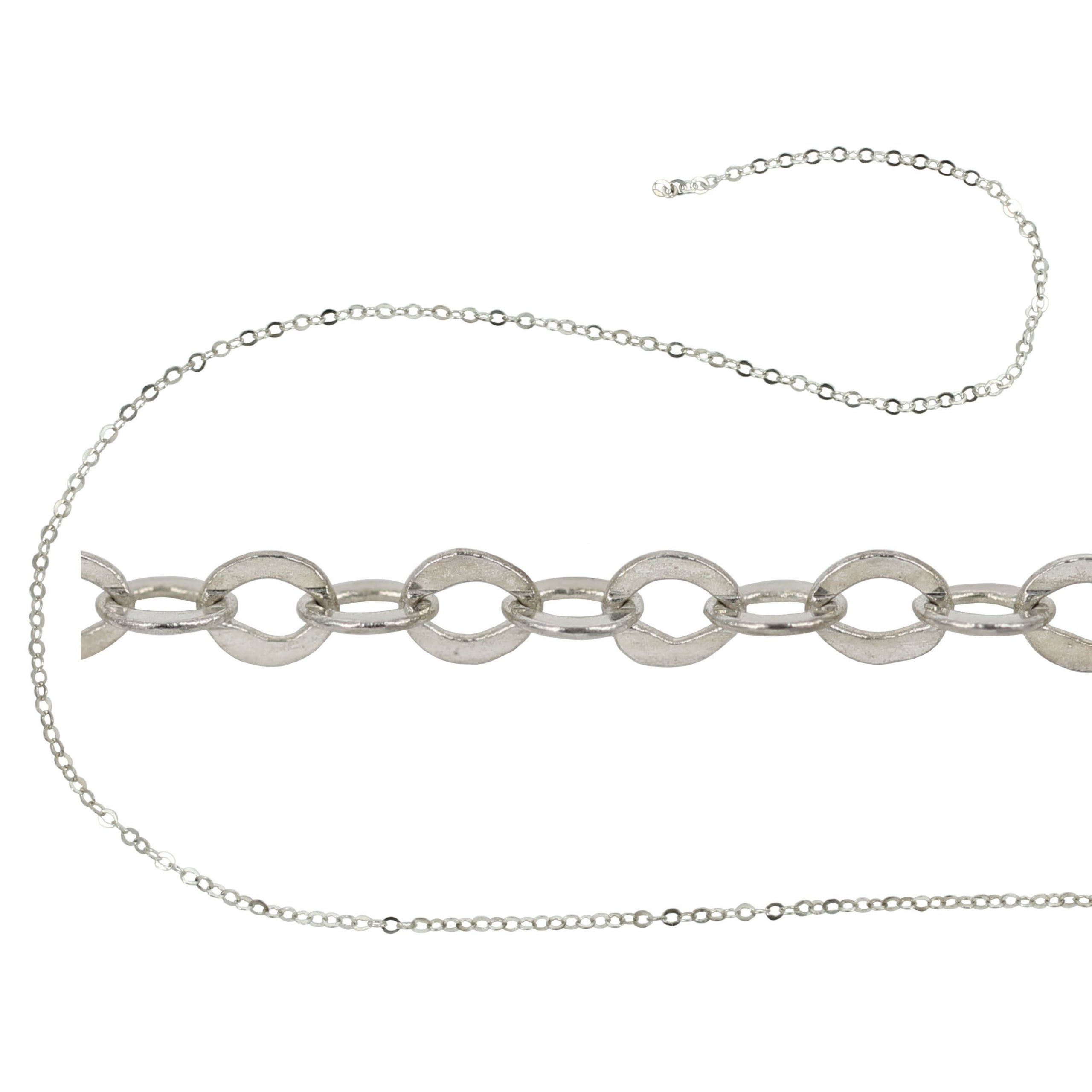 Flat Cable Chain in Sterling Silver 1.6mm x 2.0mm links