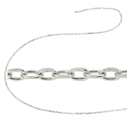 Beveled Cable Chain in Sterling Silver 1.3mm x 2mm links