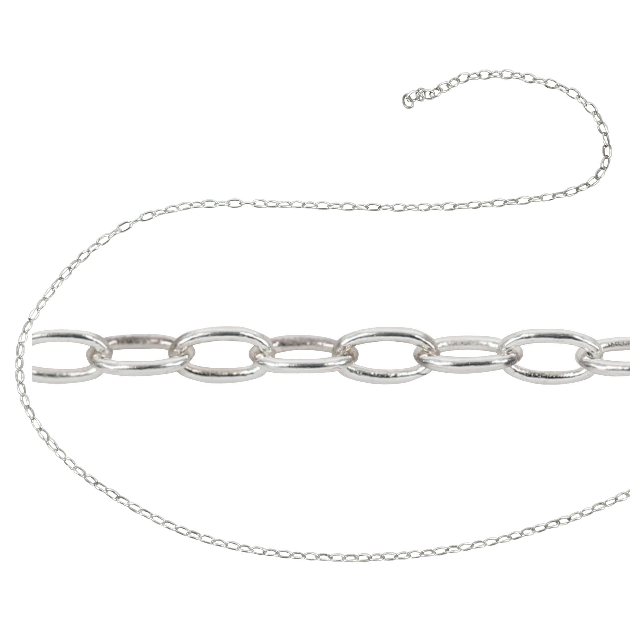 Cable Chain in Sterling Silver 1.2mm x 1.8mm Links