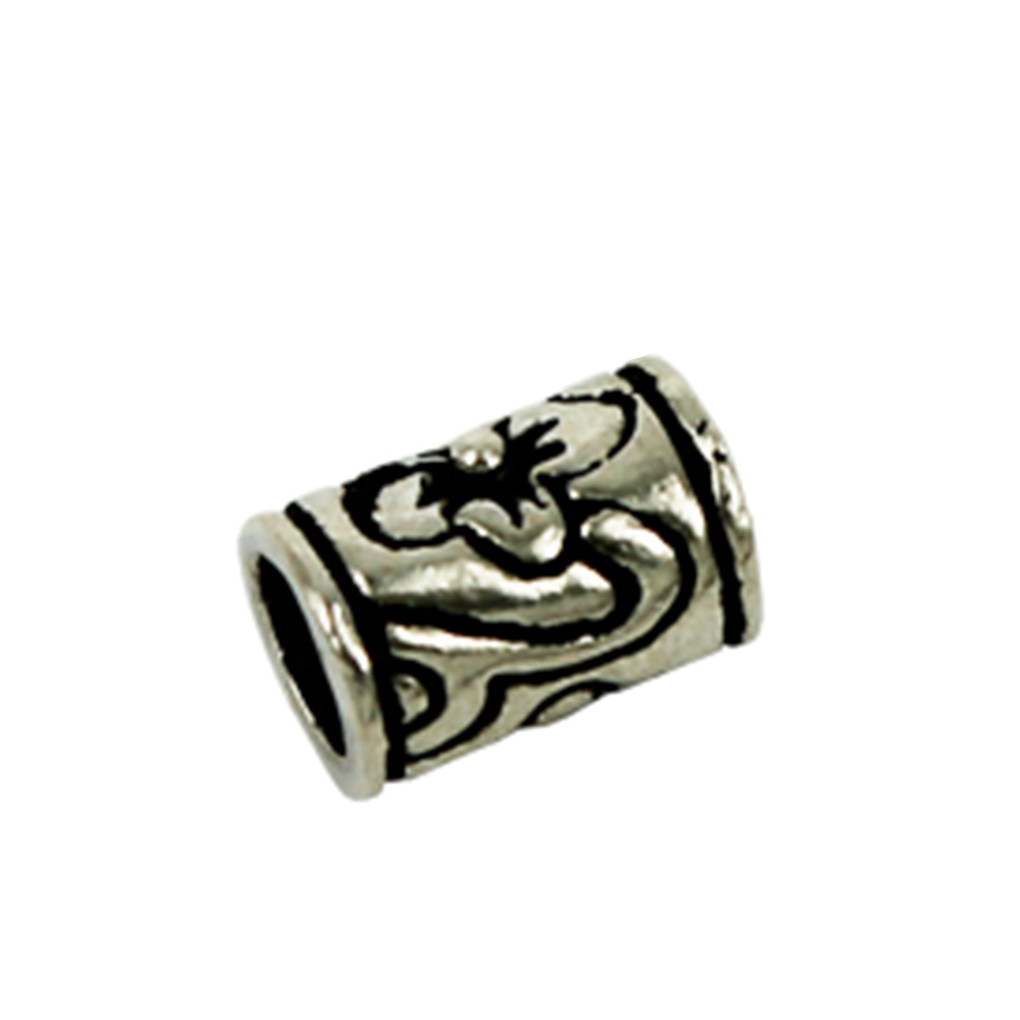 Frolic Tube Bead in Antique Sterling Silver 4x12mm