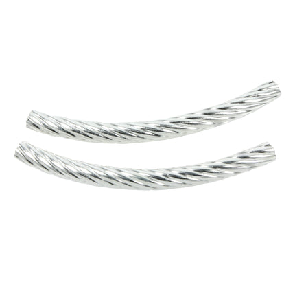 Twisted Tube Bead in Sterling Silver 30x2.5mm